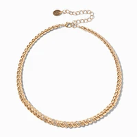 Gold-tone Molten Rope Collar Necklace