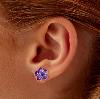 Purple Flower Acrylic Stud Earrings