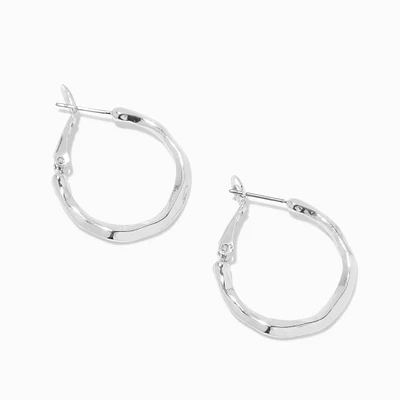 Silver 25MM Molten Hoop Earrings