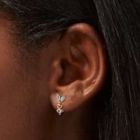 Gold-tone Cubic Zirconia Marquise Stud Earrings