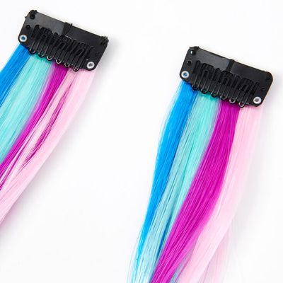Mermaid Striped Faux Hair Clip In Extensions - 2 Pack