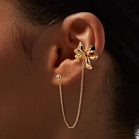 Gold-tone Bow Connector Earring