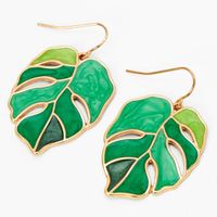 Green Palm Leaf Monstera 1" Drop Earrings