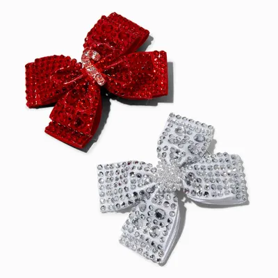 Claire's Rhinestone Large Hair Bow Clip | Black