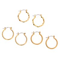 Gold 20MM Textured Hoop Earrings - 3 Pack