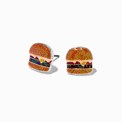 Glitter Hamburger Stud Earrings