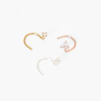 Sterling Silver Geometric Crystal Nose Rings (3 Pack)