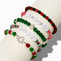 Christmas Jolly & Ho, Ho, Ho Beaded Stretch Bracelets - 5 Pack