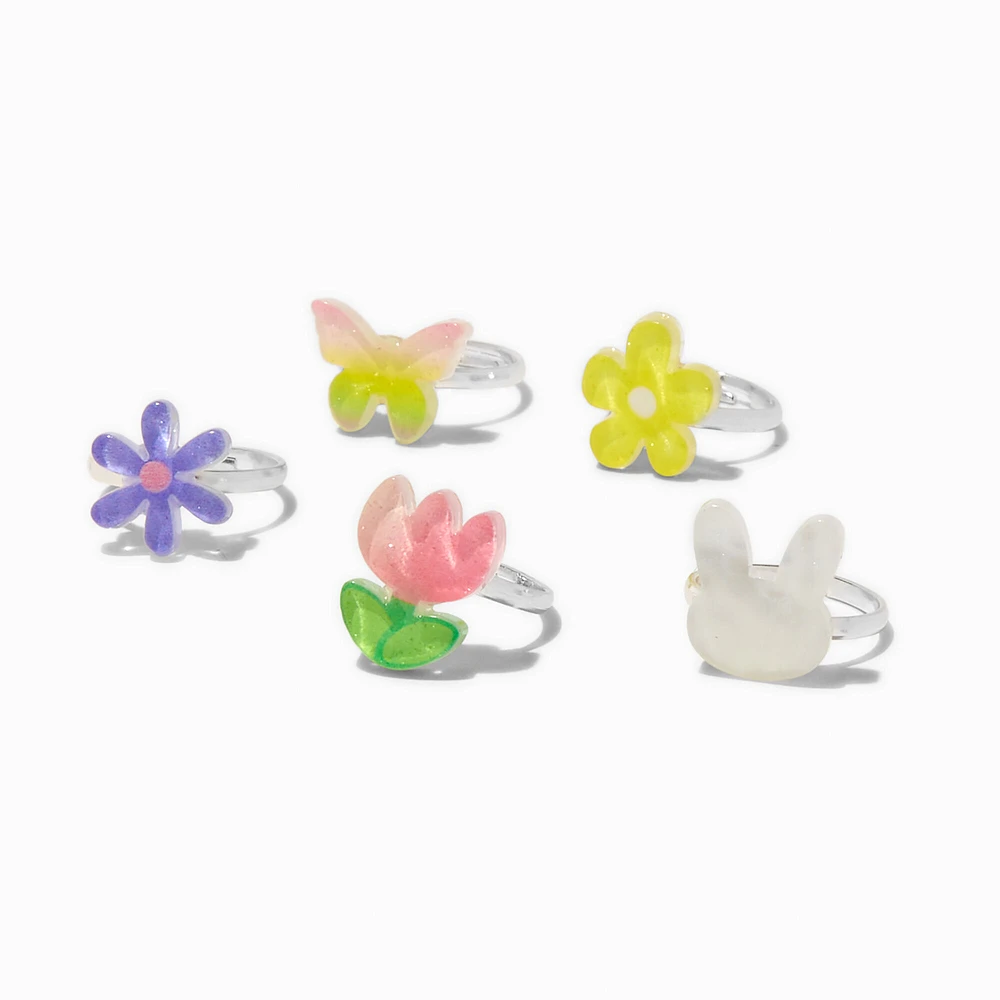 Claire's Club Bloom Bunny Rings - 5 Pack