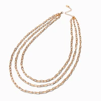 Gold-tone Paperclip Link Extended Length Chain Multi-Strand Necklace