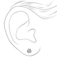 Silver Cubic Zirconia Round Stud Earrings - 5MM, 6MM, 7MM