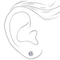 Silver-tone Cubic Zirconia 5MM, 6MM, 7MM Round Stud Earrings - 3 Pack