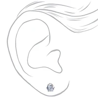 Silver-tone Cubic Zirconia 5mm, 6mm, & 7mm Round Stud Earrings - 3 Pack