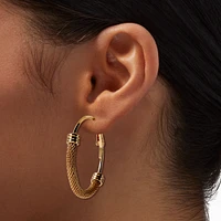 Gold-tone Half Mesh 40MM Hoop Earrings