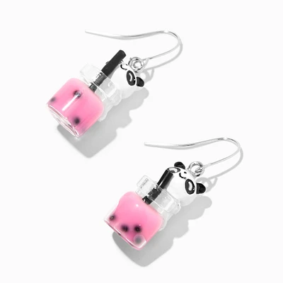 Pink Boba Tea Panda 1.5" Drop Earrings