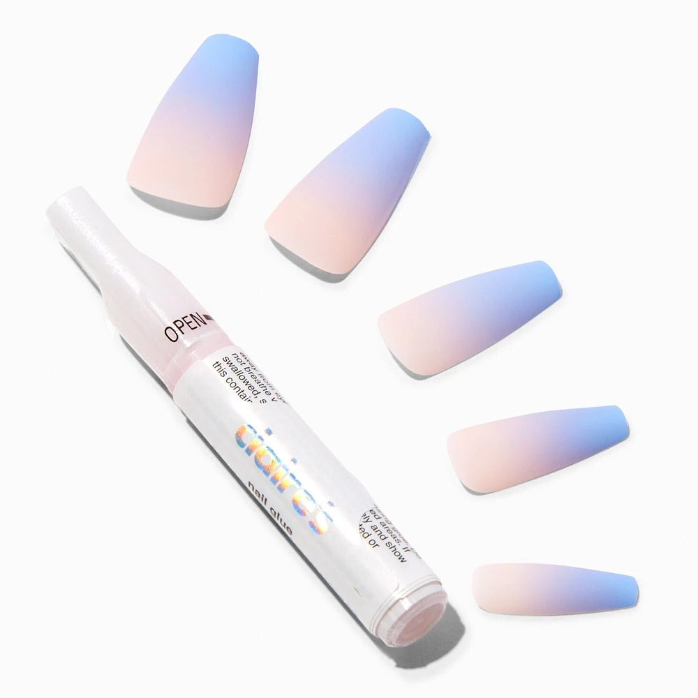 Pink & Purple Ombré Squareletto Vegan Faux Nail Set - 24 Pack