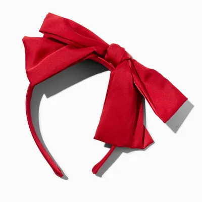 Red Silky Knotted Bow Headband