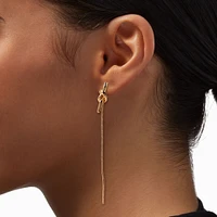 Gold-tone Tie 3" Drop Earrings