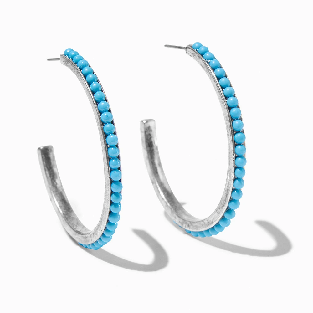 Cowgirl Turquoise Beaded Hoop Earrings