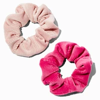 Pink Ribbed Hair Scrunchies - 2 Pack