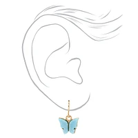 Gold 1" Butterfly Drop Earrings - 3 Pack