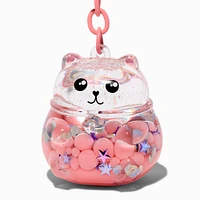 Pink Bear Water-Filled Glitter Keychain