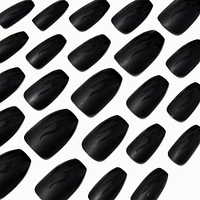 Black Flame Coffin Vegan Faux Nail Set - 24 Pack