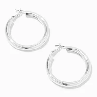 Silver Tube 40MM Hoop Earrings