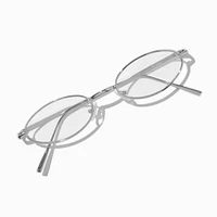 Silver Slim Oval Clear Lens Frames