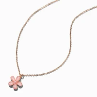 Glitter Pink Flower Pendant Necklace