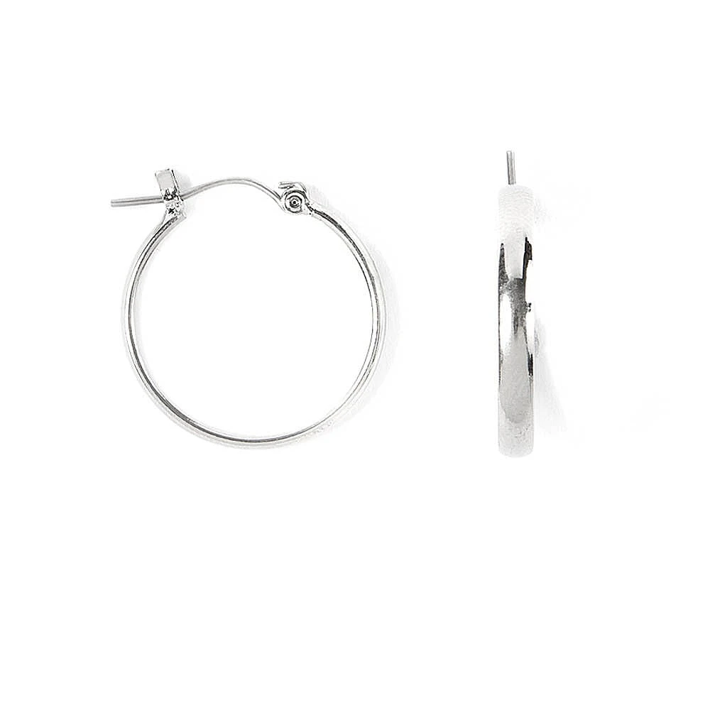 Silver-tone Wide Band 25mm Hoop Earrings