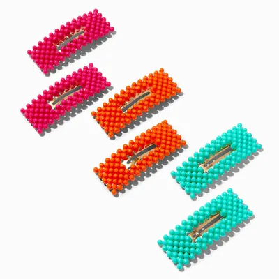 Claire's Club Beaded Snap Hair Clips - 6 Pack