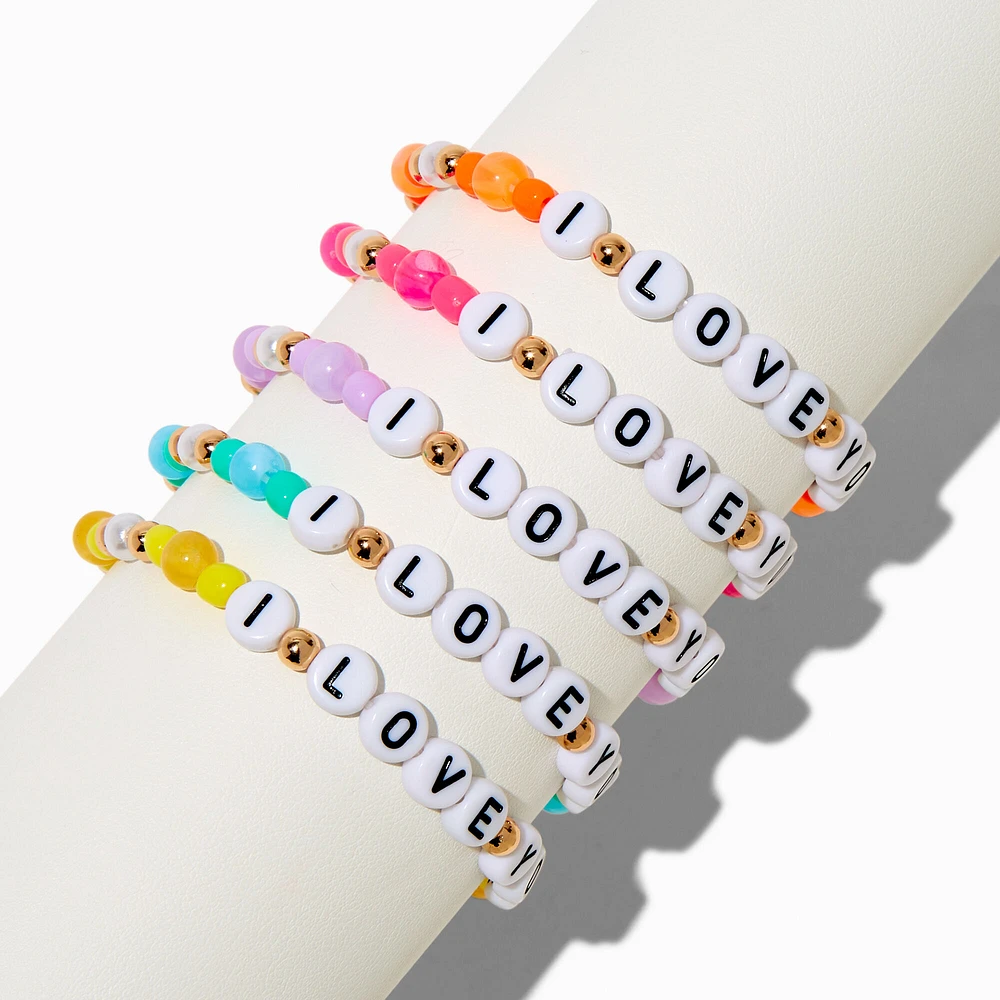 Best Friends ''I Love You'' Beaded Stretch Bracelets - 5 Pack