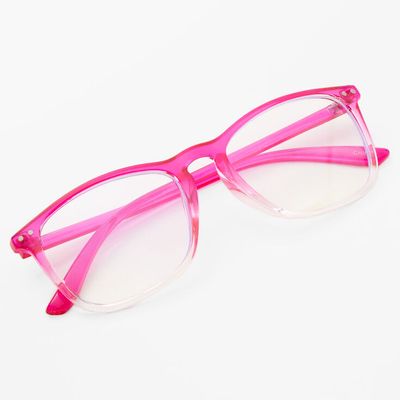 Retro Ombre Clear Lens Frames - Neon Pink