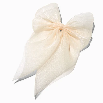 Ivory Sheer Bow Hair Clip