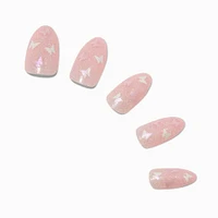 Glitter Butterfly Stiletto Vegan Faux Nail Set - 24 Pack
