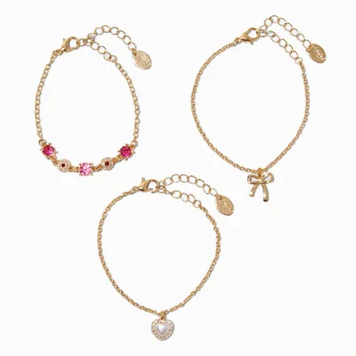 Claire's Club Gold Holiday Charm Bracelets - 3 Pack