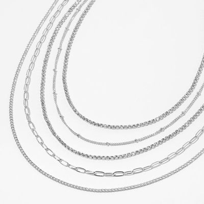 Silver Delicate Chain Multi Strand Necklace