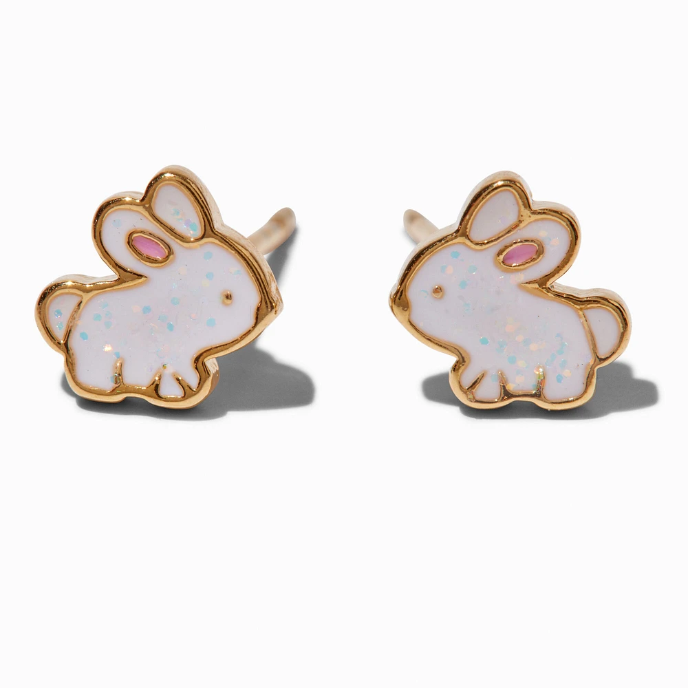 18kt Gold Plated Enamel Bunny Stud Earrings