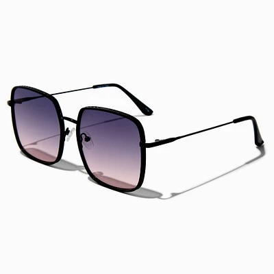 Black Metal Square Lens Sunglasses