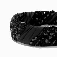 Black Striped Sequin Headband