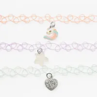 Claire's Club Glitter Charm Tattoo Choker Necklaces - 3 Pack