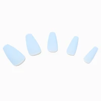 Matte Light Blue Squareletto Vegan Faux Nail Set - 24 Pack