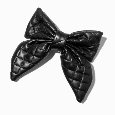 Black Puffy Quilted Hair Bow Clip