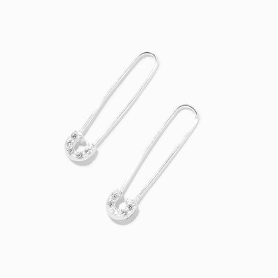 Sterling Silver Safety Pin Hoop Earrings