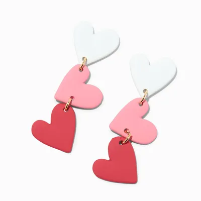 Red Rubber Hearts 1.5" Linear Drop Earrings