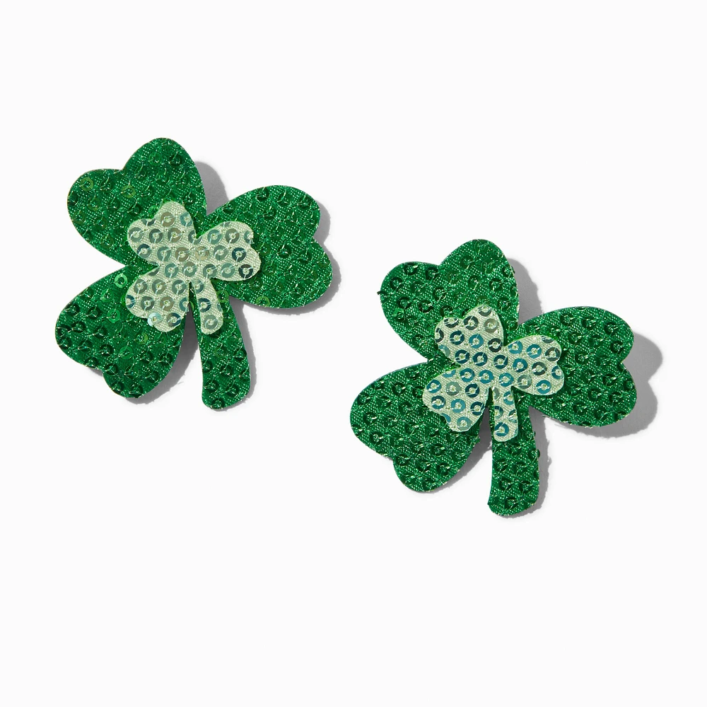 St. Patrick's Day Crystal Shamrock Hair Clips - 2 Pack