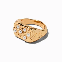 Gold-tone Molten Pearl Ring