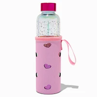 Heart Glass Water Bottle with Sleeve