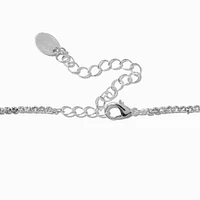 Silver-tone Rhinestone Heart Pendant Choker Necklace